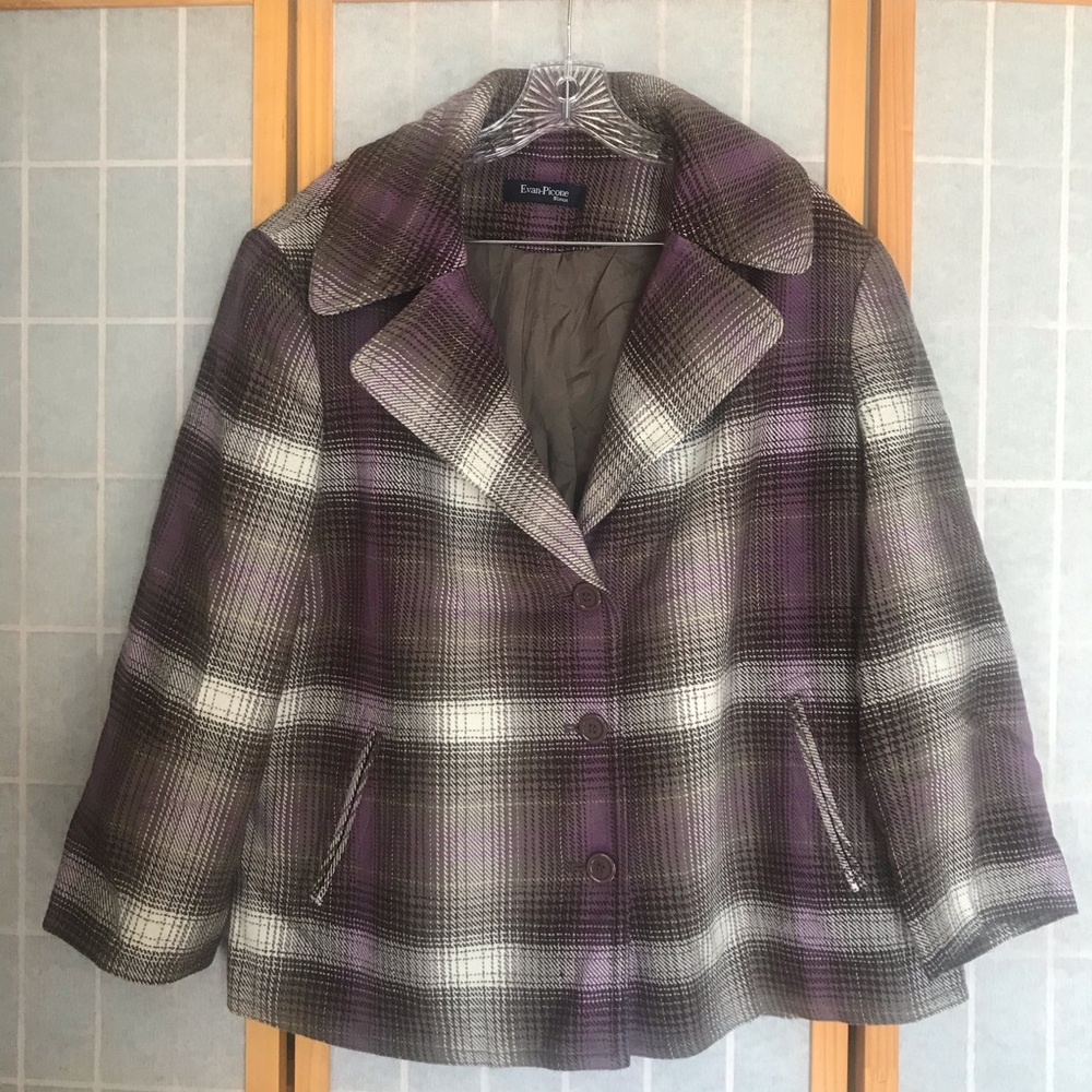 Evan Picone plaid purple coat / firm price